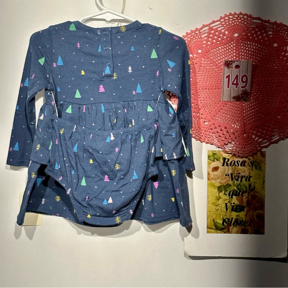 Tucker & Tate NWT Holiday Tree Ruffle Dress and Bloomers 2pc set Size 12M - Picture 8 of 13